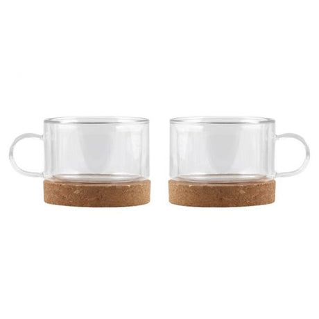 Set of 2 glasses with cork bottom 220ml