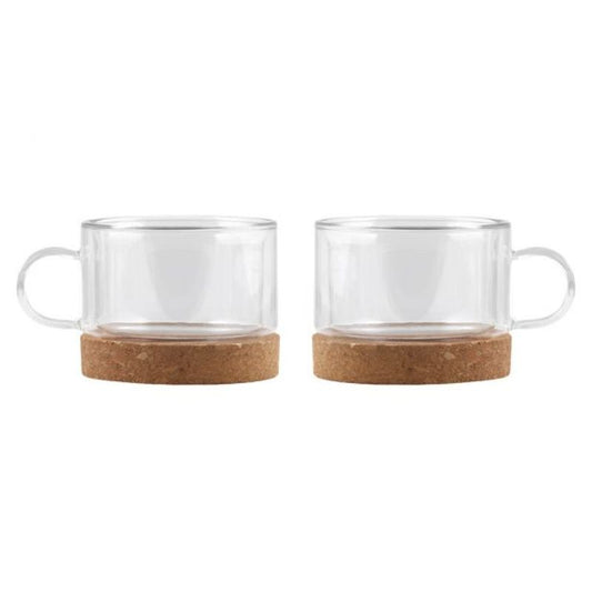 Set of 2 glasses with cork bottom 220ml