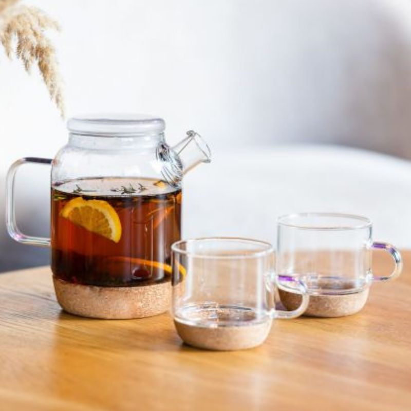 Set jug 800ml + 2 pcs of glasses with a cork stand 250ml