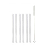 Set of 6 glass straws transparent 15cm