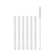 Set of 6 glass straws transparent 15cm