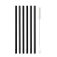 Set of 6 glass straws black 20cm