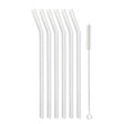 Set of 6 glass straws transparent curved 23cm