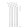 Set of 6 glass straws transparent curved 23cm