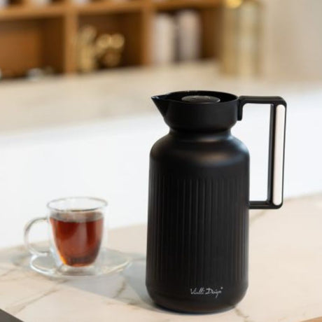 Thermos with glass inner 1L black