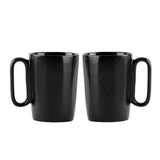 2 ceramic mugs with handle for espresso 80ml black