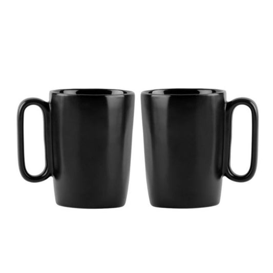 2 ceramic mugs with handle for espresso 80ml black