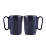 2 ceramic mugs with handle for espresso 80ml navy blue