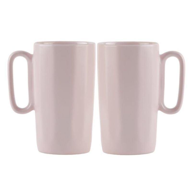 2 ceramic mugs with handle 330ml pink