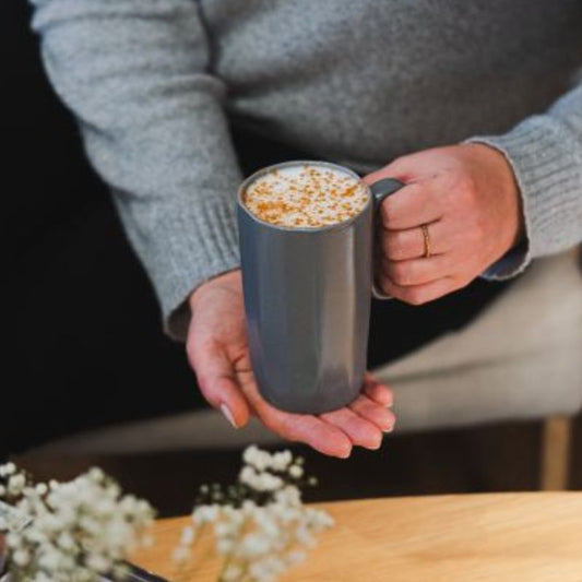 2 ceramic mugs with handle 330ml grey