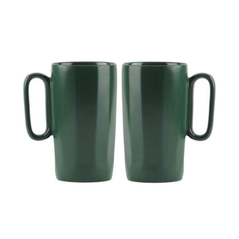 2 ceramic mugs with handle 330ml green