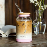 jar with straw 600ml pink