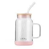 jar with straw 600ml pink