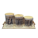 Glass Canister Set With Wooden Tray