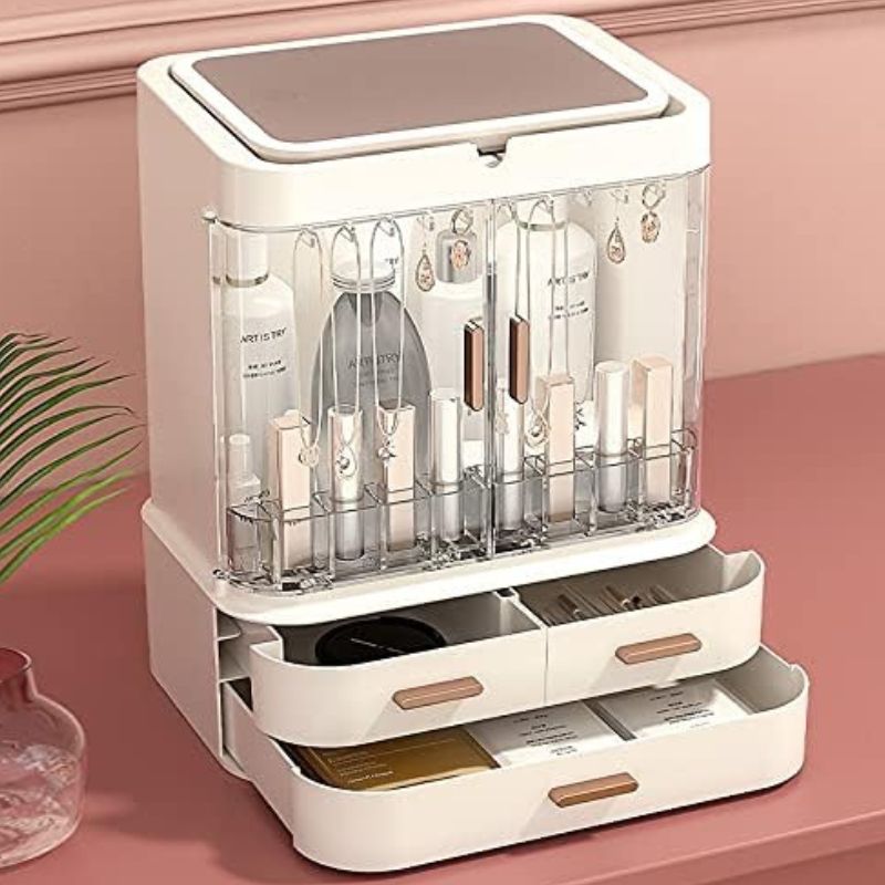 Cosmetic Organizer With Led Light Mirror