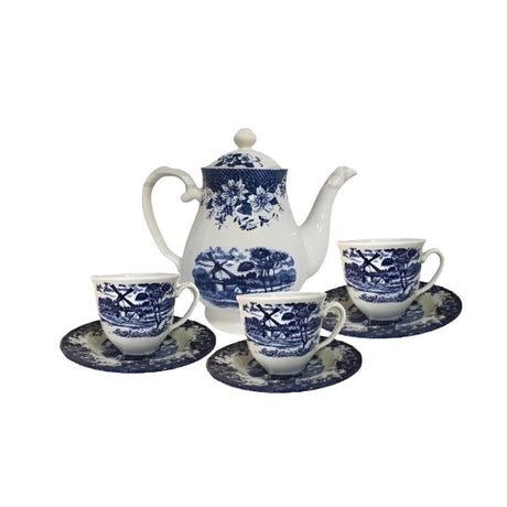 Windmill Blue Ceramic Tea Set 24pcs