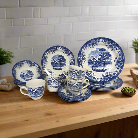 Windmill Blue Ceramic Dinner Set 85pcs