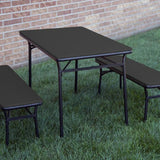 3-Piece Indoor Outdoor Table and 2 Bench Tailgate Set