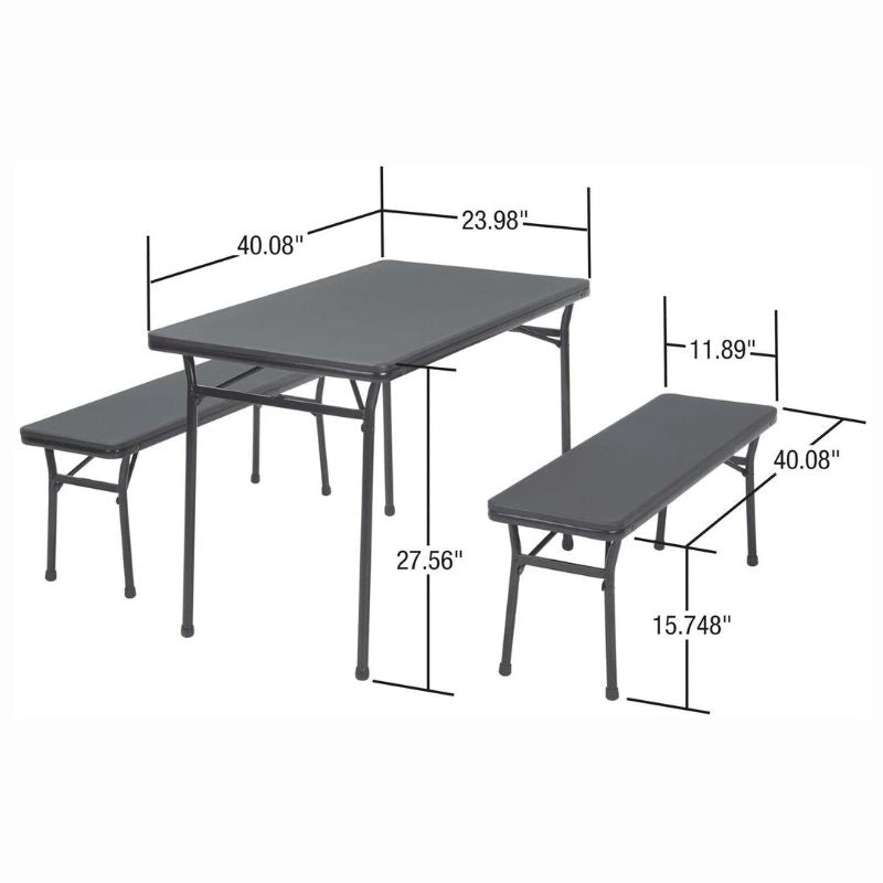 3-Piece Indoor Outdoor Table and 2 Bench Tailgate Set