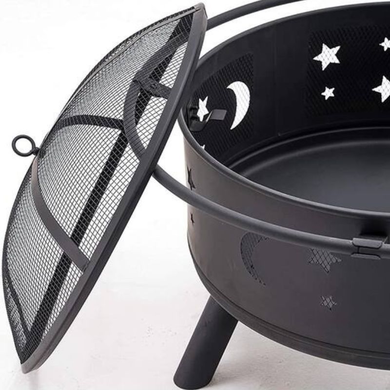 Metal Black Fire Pit Round Bowl