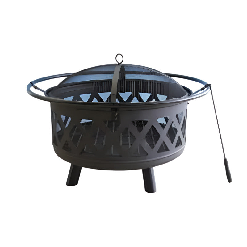 Metal Black Fire Pit Round Bowl