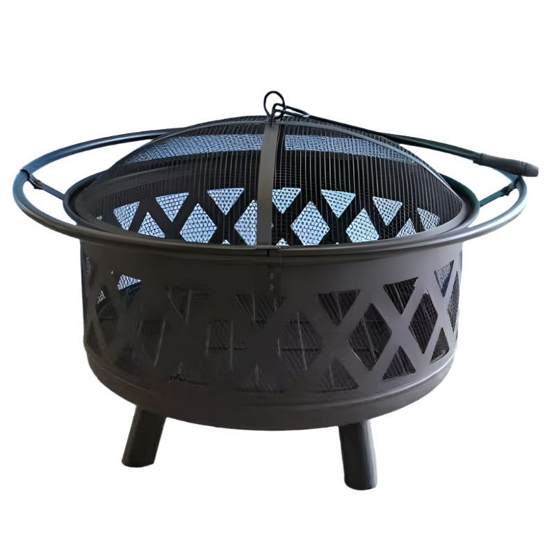 Metal Black Fire Pit Round Bowl