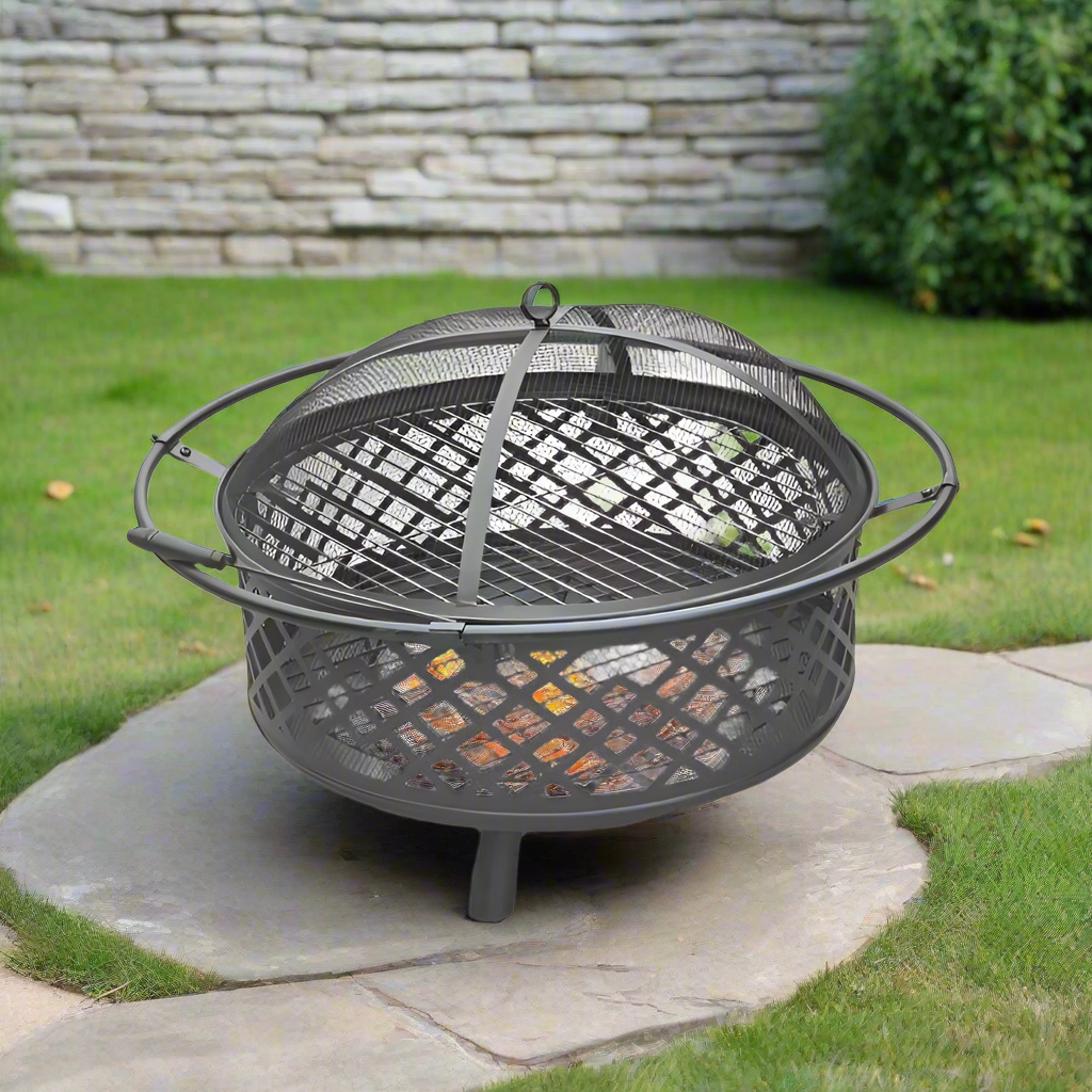 Metal Black Fire Pit Round Bowl