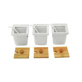 Pickle Jars Square With Brown Lid & Stand Set of 3