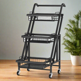 3-Tier Foldable & Rolling Metal Kitchen Trolley