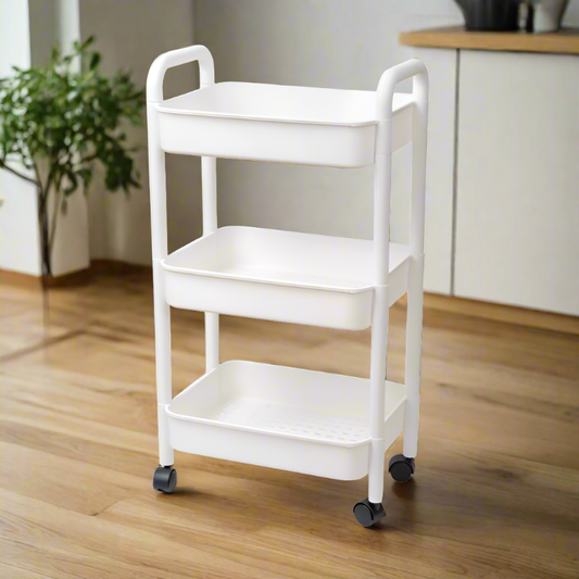 3-Tier Plastic Kitchen Trolley With Wheels