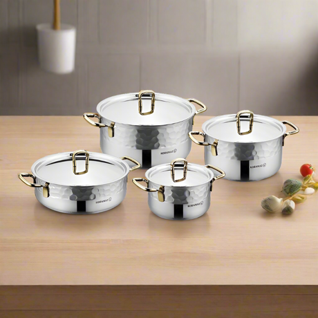 Korkmaz Erna 8 Pcs Gold Cookware Set