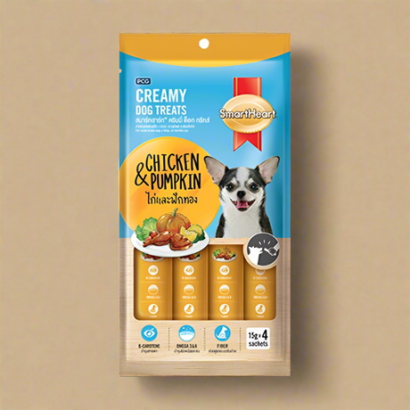 SmartHeart Creamy Dog Treats Chicken & Pumpkin 60gm