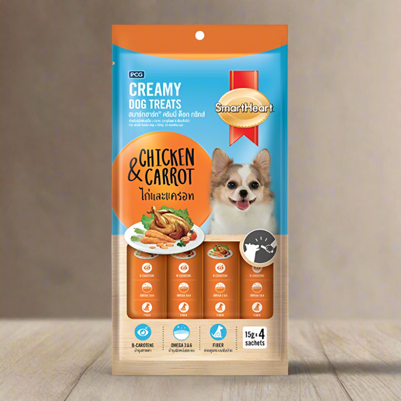 SmartHeart Creamy Dog Treats Chicken and Carrots 60gm