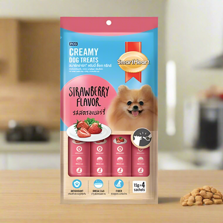 SmartHeart Creamy Dog Treats Strawberry 60gm (Pack of 12)