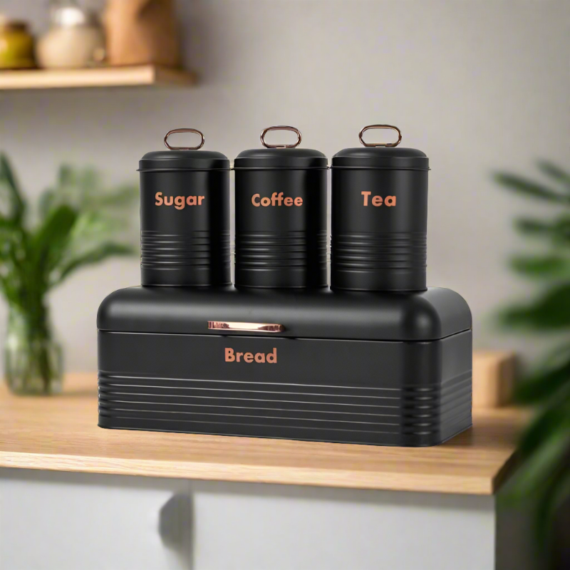 Bread Box Black Set of 4