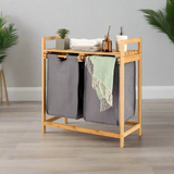 Bamboo Laundry Hamper with Dual Compartments