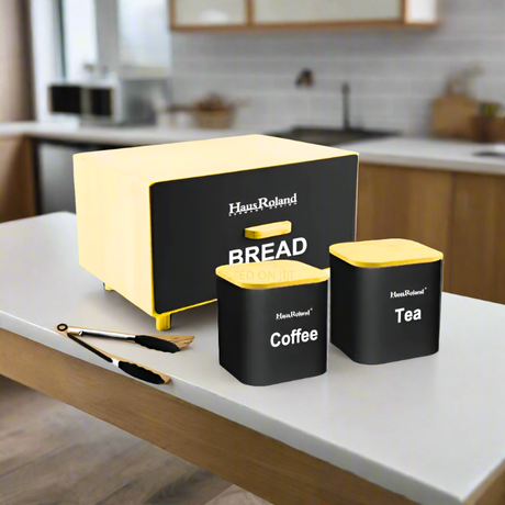 Bread Box Wooden Set of 3 Black