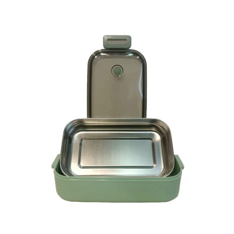 2 Compartment Insulated Lunch Box Green