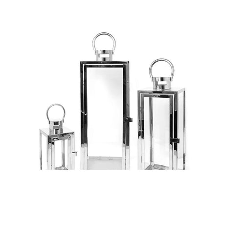 Stainless Steel Lanterns Silver Set of 3pcs