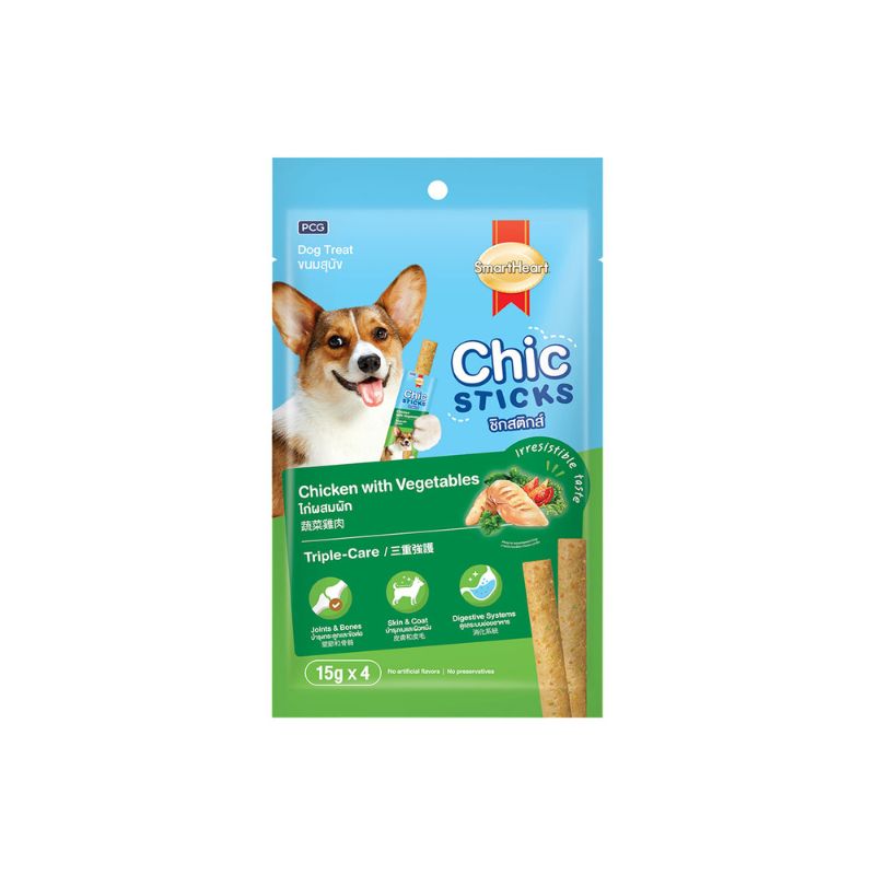 Smartheart Chicksticks Treats - Chicken With Vegetable 60gm (Pack of 24)