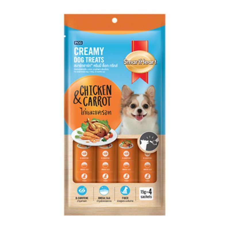 SmartHeart Creamy Dog Treats Chicken and Carrots 60gm