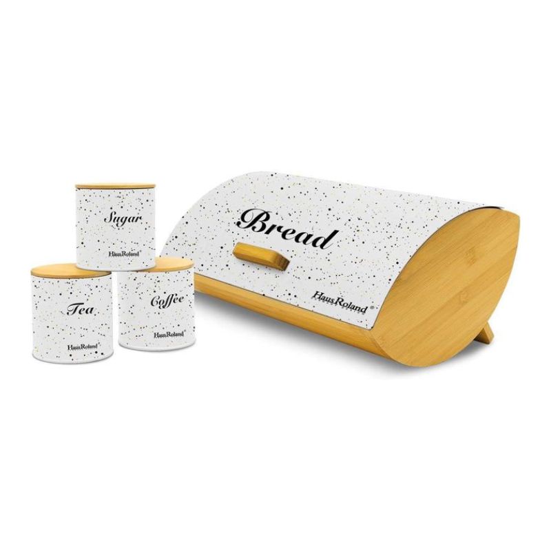 Bread Box Wooden Set of 3 White