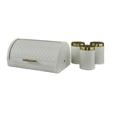 Bread Box Metal Set of 4 White