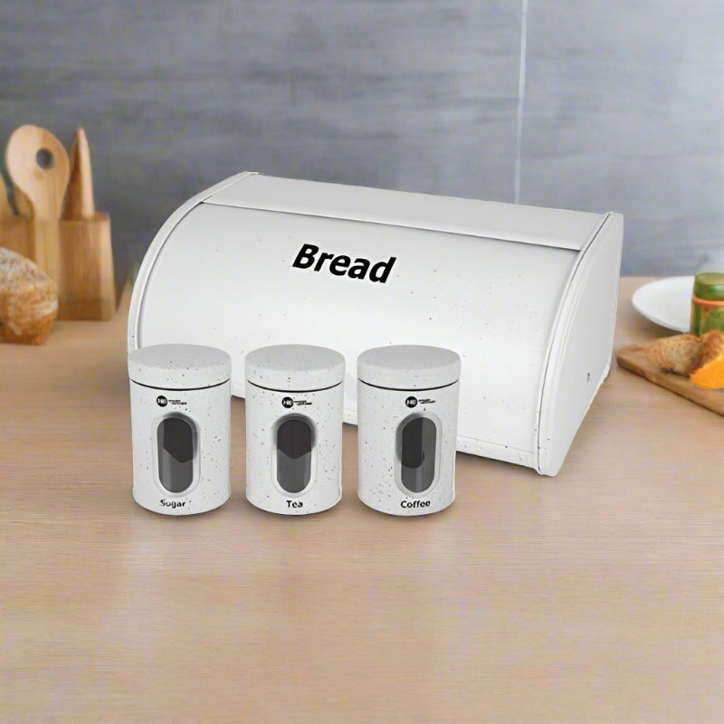 Stainless Steel Bread Box White