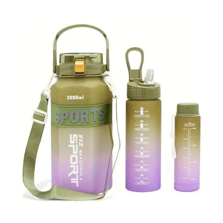 Sport Water Bottle Gradient Plastic Set of 3