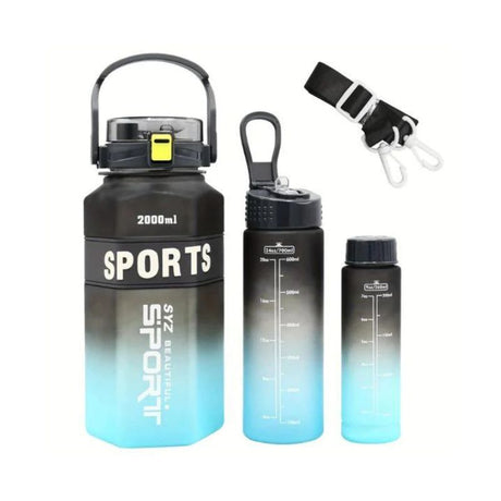 Sport Water Bottle Gradient Plastic Set of 3