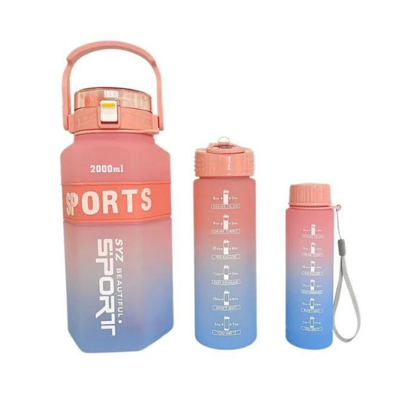 Sport Water Bottle Gradient Plastic Set of 3