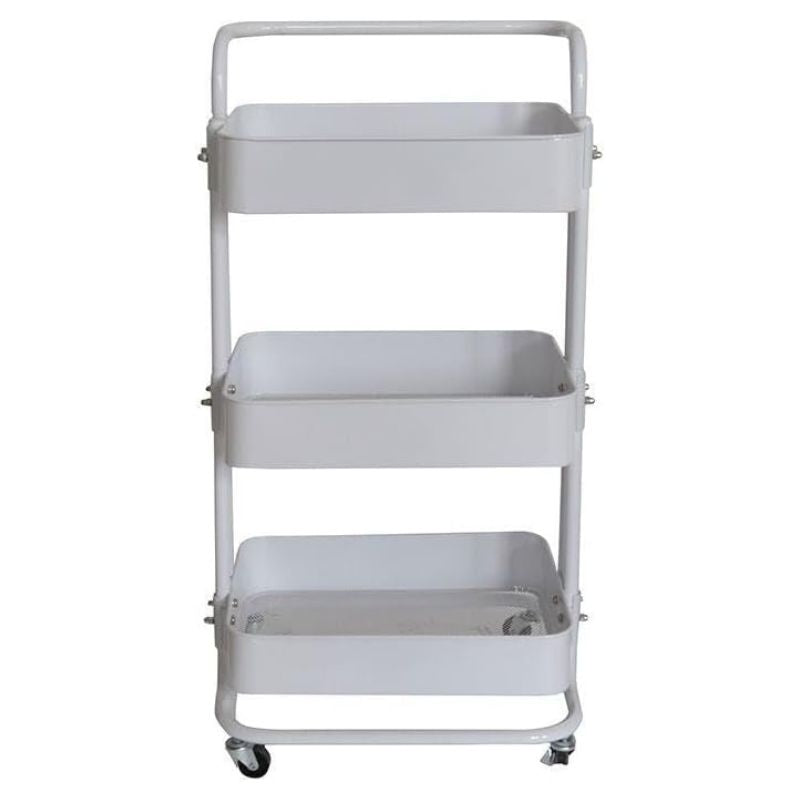 3-Tier Kitchen Dining Serving Trolley Metal White