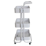 3-Tier Kitchen Dining Serving Trolley Metal White