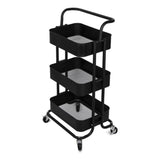 3-Tier Kitchen Dining Serving Trolley Metal Black